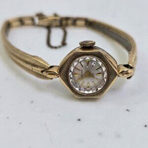Vintage Baylor 17J Watch Womens 10k Gold Filled GF Safety Chain Dainty Small